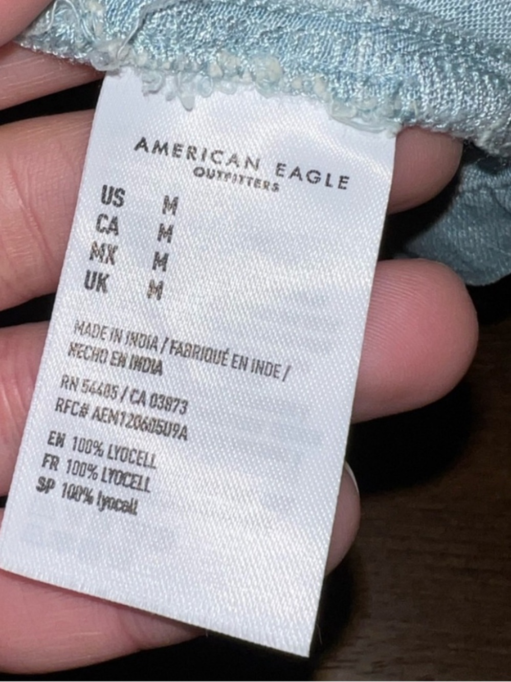 American Eagle Light Blue Chambray Peplum Tiered Babydoll Peasant Blouse Size M - Picture 8 of 8